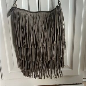 Stylish Fringe Shoulder Bag in Taupe